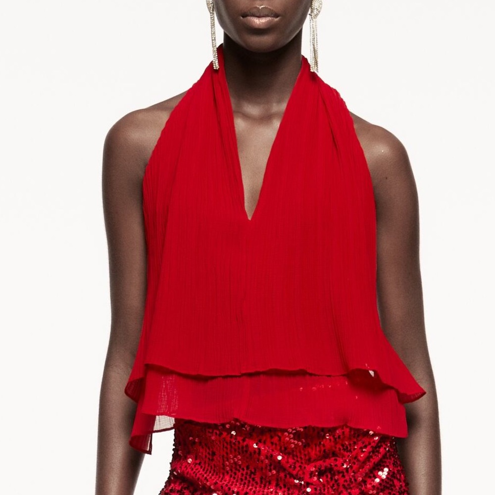 Zara red blouse with sexy back